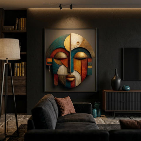 Abeni Form Yoruba Art Print - Modern Geometric African Wall Decor - Minimalist Afro-Cubist Poster - Cultural Home Artwork