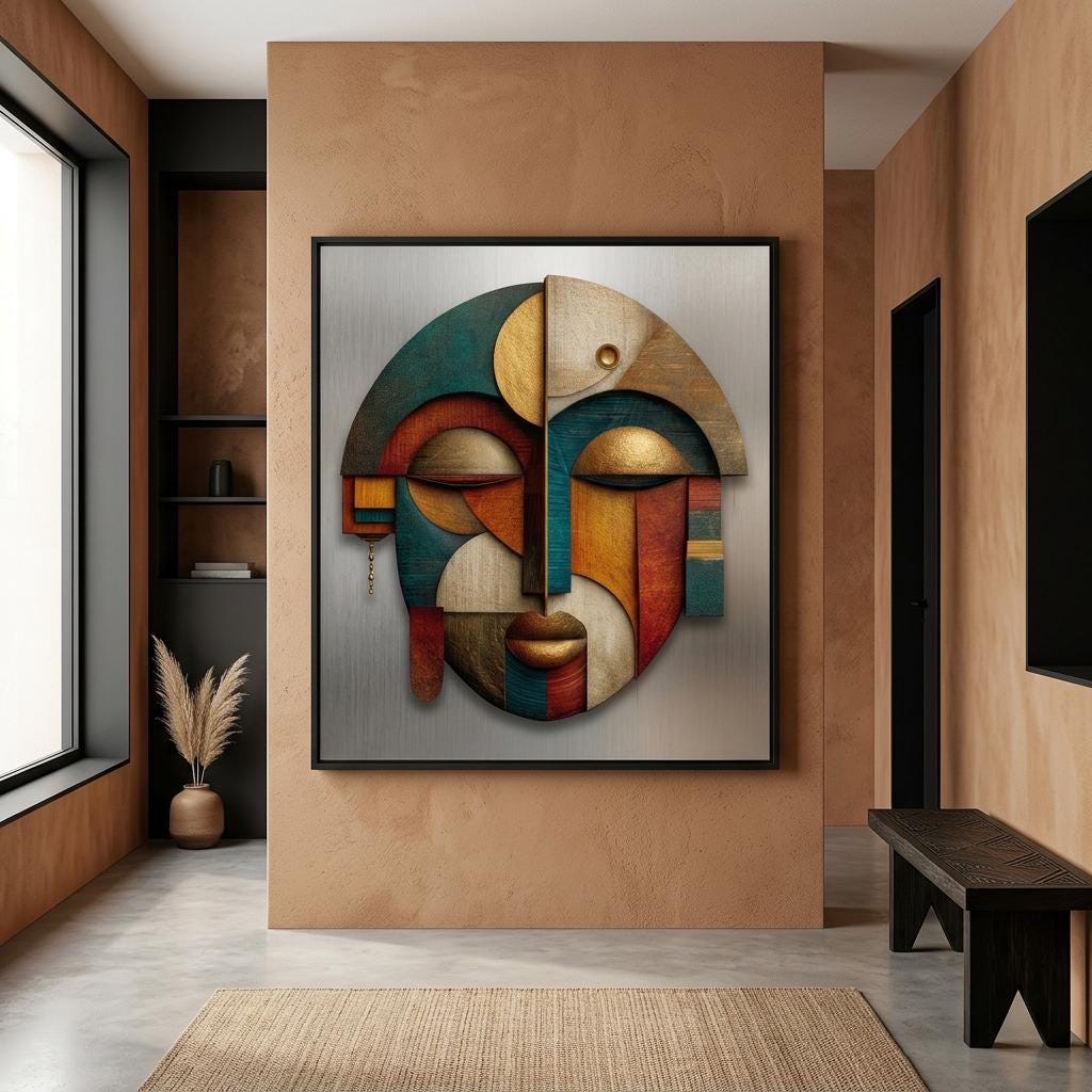Abeni Form Yoruba Art Print - Modern Geometric African Wall Decor - Minimalist Afro-Cubist Poster - Cultural Home Artwork