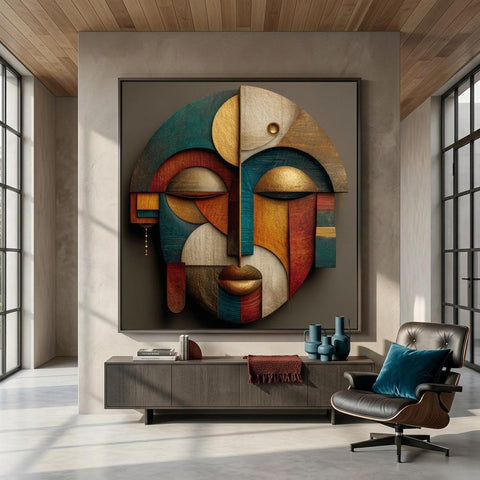 Abeni Form Yoruba Art Print - Modern Geometric African Wall Decor - Minimalist Afro-Cubist Poster - Cultural Home Artwork