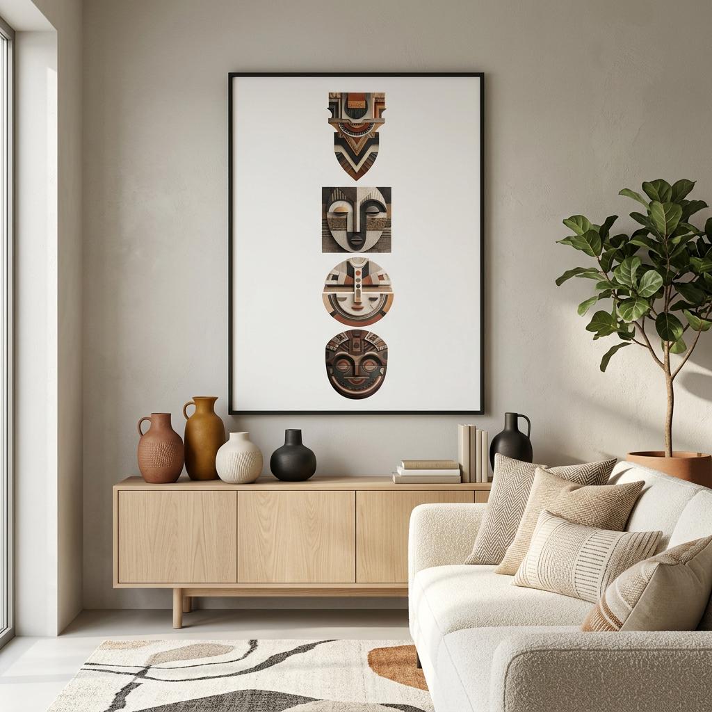 Yoruba Shield III Poster - Modern Geometric African Art Print, Minimalist Heritage Wall Decor, Cultural Wall Art, Home Office Decor