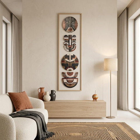 Yoruba Shield II Art Print - Modern African Wall Art, Terracotta Geometric Poster, Heritage Inspired Minimalist Decor, Ethnic Home Decor