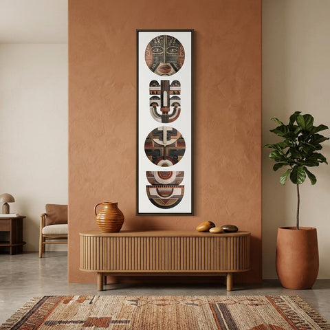 Yoruba Shield II Art Print - Modern African Wall Art, Terracotta Geometric Poster, Heritage Inspired Minimalist Decor, Ethnic Home Decor